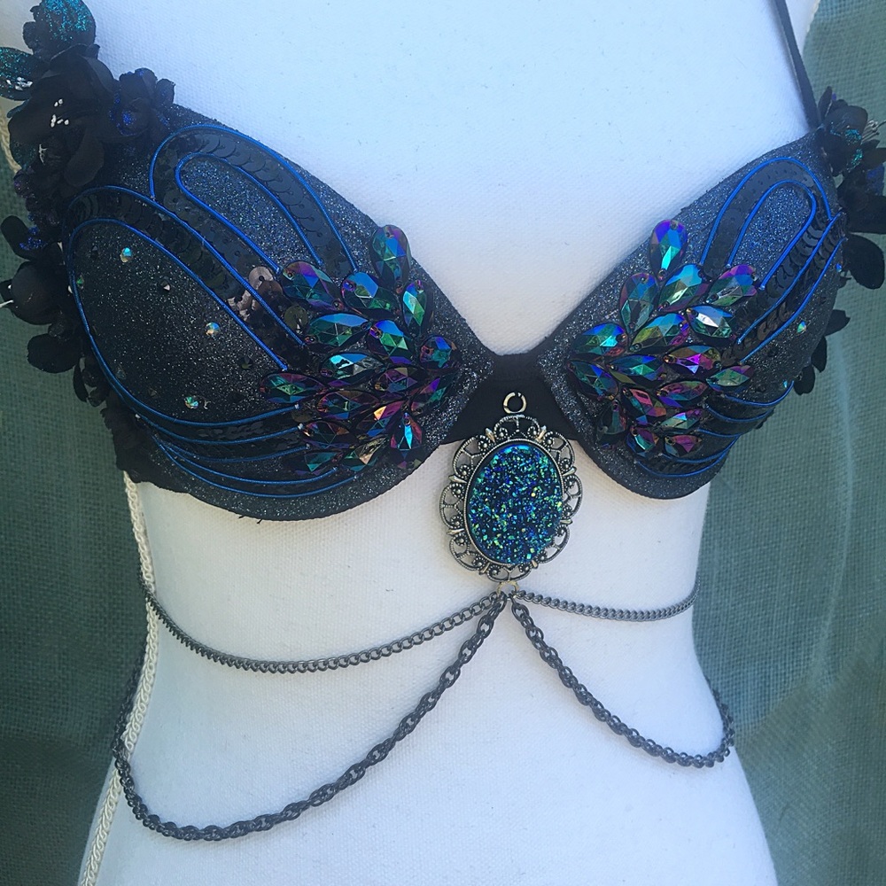 Midnight mermaid rave bra